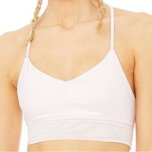 Alo Yoga Lavish Sports Bra Mesh Strappy Pale Pink Soft Pink / Glossy Medium